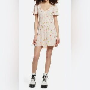 NWT Nordstrom BP Floral Skater Button Down Smocked Waist Dress in Size Small